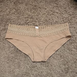 Victoria's Secret Tan Lace Cotton Women's Panties Low Rise Hiphugger